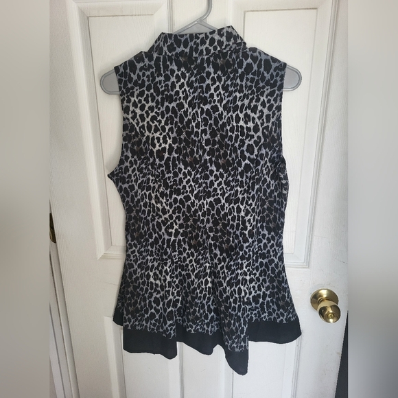 Signature Collection IBlack and Gray Leopard Print Sleeveless Top - Picture 4 of 5